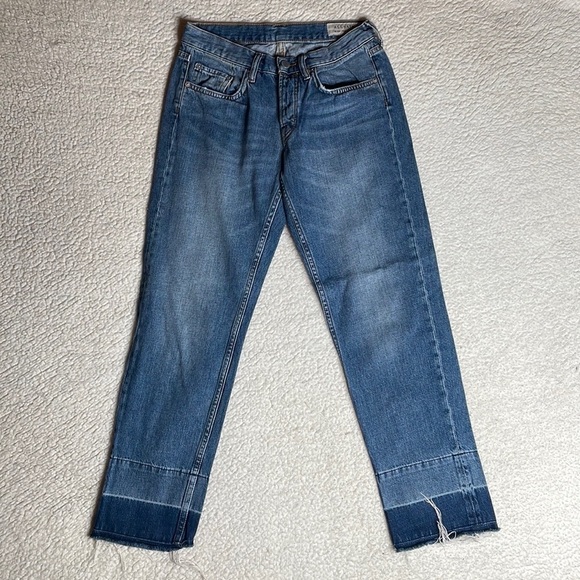 ALL SAINTS DENIM Boys Frayed Ty Jean in Mid Indigo size 25 Button Fly - Picture 3 of 14